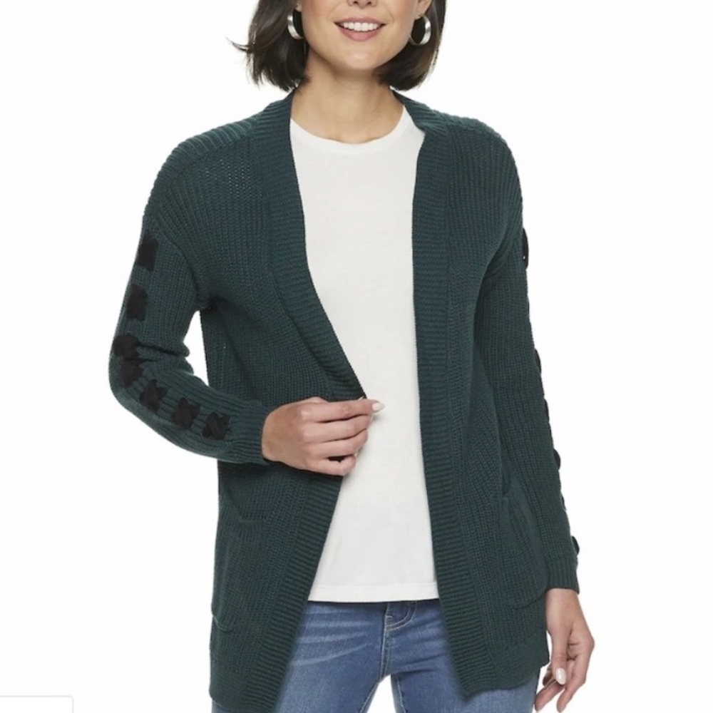 Jennifer Lopez lace-sleeve open front sweater xxl